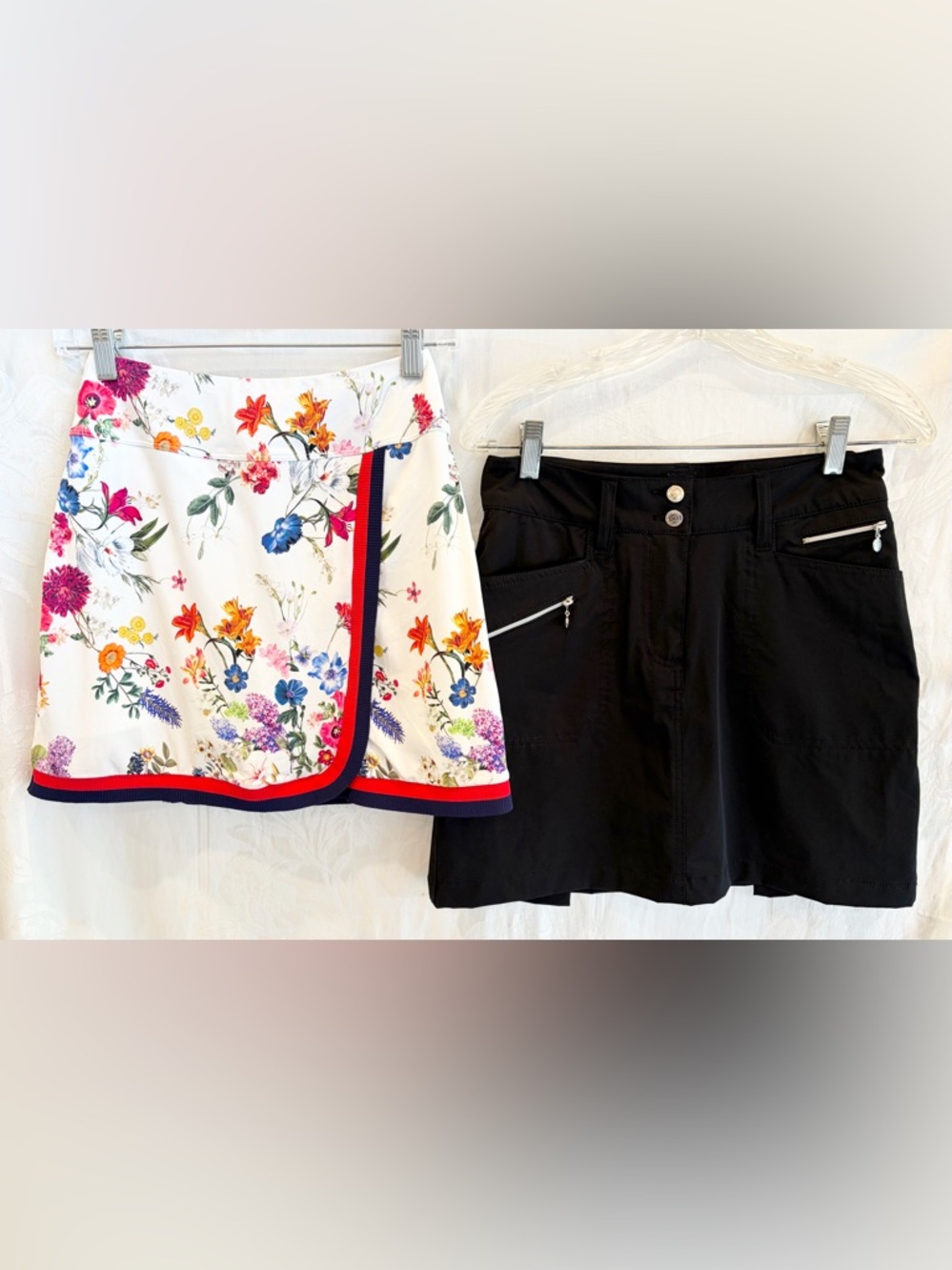 FORAY GOLF Braid Trim Skort XS $170 & DAILY SPORTS Black Miracle Skort 2 $120
